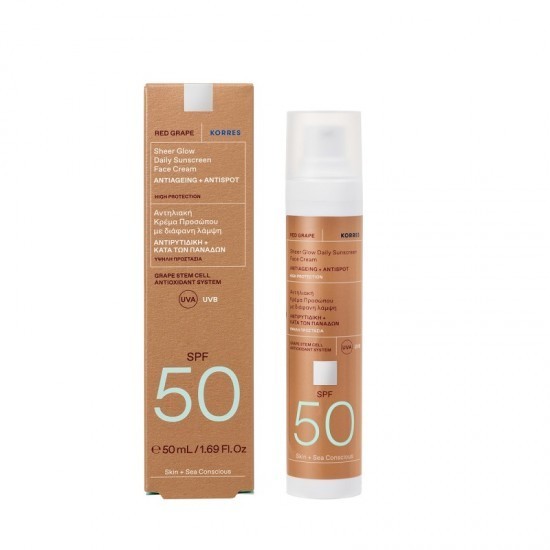 KORRES RED GRAPE Cremă de față cu protecție solară zilnică SPF50 Sheer Glow Finish 50ml