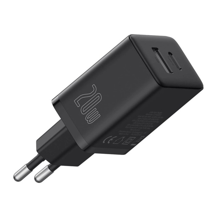 INCARCATOR RETEA Baseus Cube, Quick Charge 20W, 1 x USB Type-C Output 5V/3A, 1 x USB, negru &quot;P10111403113-00&quot; (timbru verde 0.18 lei) - 6932172651152