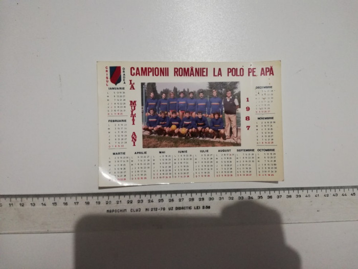 CALENDAR 1987 -CRISUL ORADEA - CAMPIONII ROMANIEI LA POLO PE APA