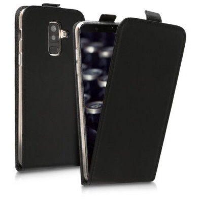 Husa pentru Samsung Galaxy A6 Plus, Piele ecologica, Negru, 45882.01 foto