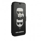 Husa Flip Originala Karl Lagerfeld iPhone 12 / 12 Pro - KLFLBKSP12MFKICKC, Negru, Piele Ecologica