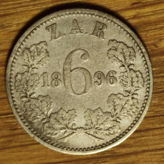 Africa de sud ZAR - foarte rara - 6 pence 1896 argint 925 - stare foarte buna !