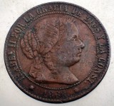 J.366 SPANIA ISABEL II 2 1/2 CENTIMOS 1868 7 STAR, Europa, Cupru (arama)