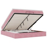 Cumpara ieftin Cadru de pat otoman cu saltele Roz 200x200cm catifea