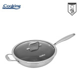 TIGAIE WOK INOX+CAPAC 30x8.5CM,TITANIUM3, Heinner
