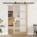 Ușa glisantă cu set de hardware &#039;ORKDAL&#039;Lemn masiv &amp; Sticlă