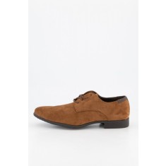 Pantofi cu siret MBrands, piele sintetica intoarsa, varf ascutit, Maro 41