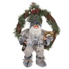 Decoratiune sarbatori tip coronita pentru usa, 41 cm, model Mos Craciun, General