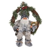 Decoratiune sarbatori tip coronita pentru usa, 41 cm, model Mos Craciun, General