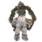 Decoratiune sarbatori tip coronita pentru usa, 41 cm, model Mos Craciun