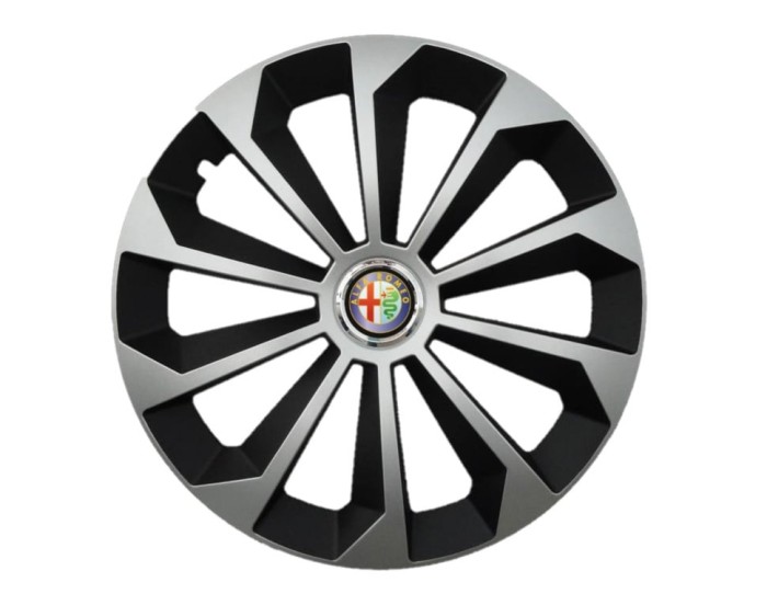 Set 4 capace roti Fame Gri-Negru cu inel R14, pentru gama auto Alfa Romeo