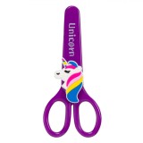 Foarfecă școală, Model Unicorn 3D, Husă, Culoare Mov, 14 cm