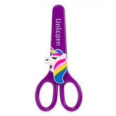 Foarfecă școală, Model Unicorn 3D, Husă, Culoare Mov, 14 cm