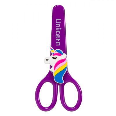 Foarfecă școală, Model Unicorn 3D, Husă, Culoare Mov, 14 cm foto
