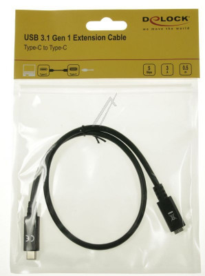 CABLU PRELUNGITOR USB 3.1 USB TYPE-C TATA/ MAMA 0,5 M 85532 DELOCK foto