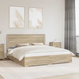 vidaXL Cadru de pat cu sertar cu headboard cu depozitare Lemn compozit 3410291