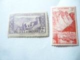 2 Timbre Andorra 1932 - Peisaje : 2c si 3f , urma sarniera, Nestampilat