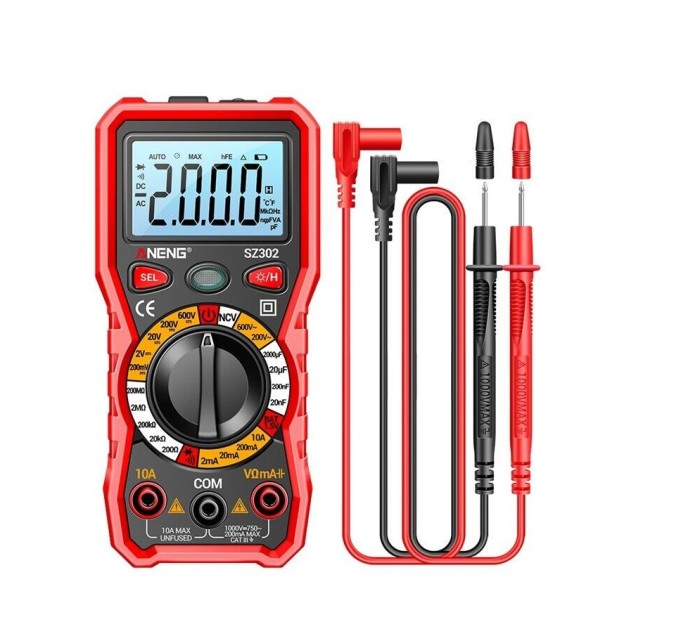 Multimetru digital ANENG SZ302, Avertizare, Masoara Curent DC/AC, Voltaj, Tensiune, Temperatura Capacitate, Continuitate, Dioda, Rezistenta