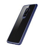 Husa samsung galaxy a8 2018 transparent cu margini albastre, Flippy