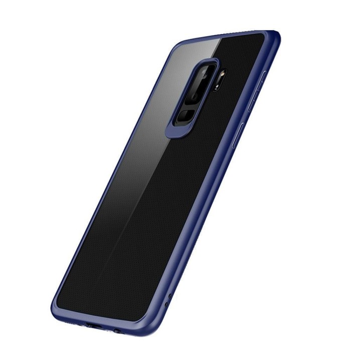 Husa samsung galaxy s9 plus tpu transparent cu margini colorate albastru