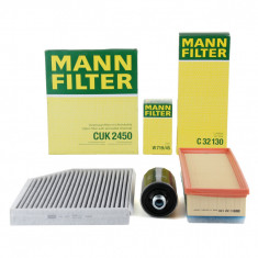 Pachet Revizie Filtre Aer + Polen + Ulei Mann Filter Audi A4 B8 2007-2015 1.8 TFSI 2.0 TFSI