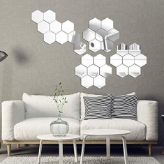 Set Oglinzi Design Hexagon - Oglinzi Decorative Acrilice Silver MyStyle Luxury Home 10 bucati/set 12-14 cm