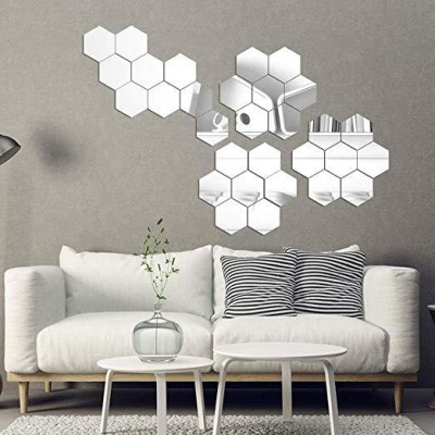 Set Oglinzi Design Hexagon - Oglinzi Decorative Acrilice Silver MyStyle Luxury Home 10 bucati/set 12-14 cm foto