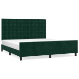 Cumpara ieftin Cadru de pat fara saltea, verde inchis, 160x200 cm, catifea