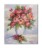 Cumpara ieftin Tablou pictat manual, Vaza cu trandafiri, 60x50cm ulei pe panza, Geo Ungureanu