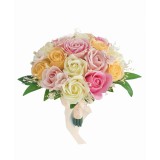 Buchet flori personalizabil, Eventissimi, Trandafiri, Flori de cires si Floarea Miresei, Multicolor