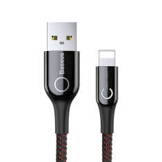 Cablu USB Lightning cu LED Baseus C-shaped 2.4A 1m (negru) foto