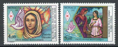 Monaco 1987 Mi 1823/24 MNH - Crucea Roșie: Sf&amp;acirc;ntul Devot, Patronul Monaco (I) foto