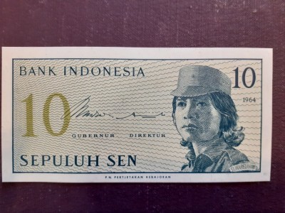 INDONEZIA - 10 Seni - 1964 necirculata foto