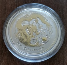 AUSTRALIA - 50 Cents 2012 - Anul Dragonului Argint 1/2 Uncie UNC in capsula foto