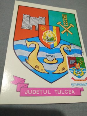 CARTE POSTALA MAXIMA STEMA TULCEA CIRCULATA foto