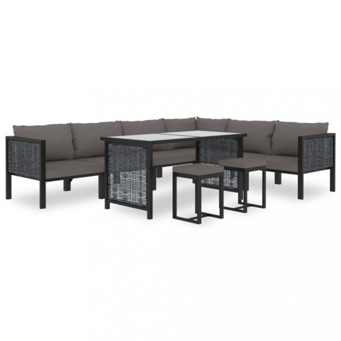 vidaXL Set mobilier de grădină cu perne, 9 piese, antracit, poliratan 49405