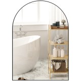 HOMCOM Oglinda de perete arcuită oglindă de baie cu cadru din aliaj de aluminiu pentru dormitor living intrare 50 &times; 70 cm negru | Aosom Romania