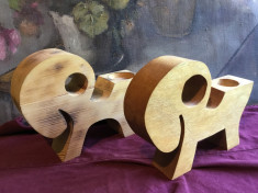 Design / Arta / Lumanari - Lot sfesnice din lemn in forma de animale / capra ! foto