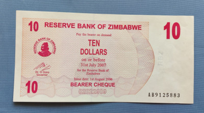 Zimbabwe - 10 Dollars / dolari (2006) foto