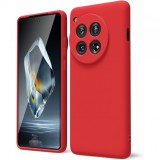 Husa de protectie, flippy, pentru oneplus 12 5g, liquid silicone, cu microfibra pe interior, protectie antisoc, compatibil incarcare wireless, rosu