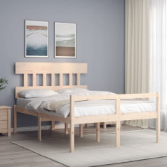 vidaXL Cadru de pat senior cu tăblie, 140x190 cm, lemn masiv