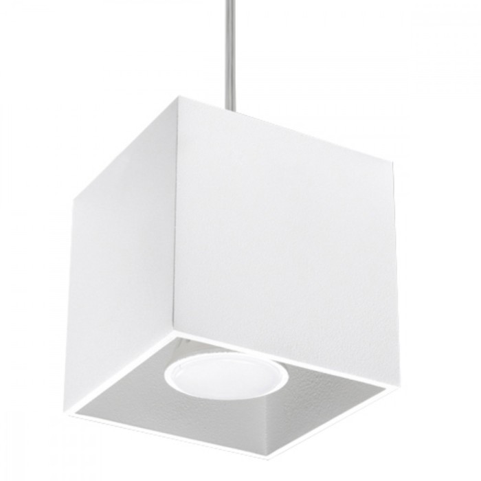 Lampă Suspendată Quad Alb Aluminiu 1 Bec Pătrat Modern De Interior
