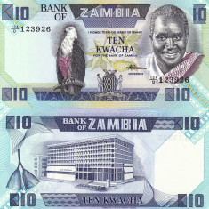 ZAMBIA 10 kwacha ND 1980-88 UNC!!!