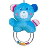 Jucărie Zornăitoare, Ursuleț de Plus, 16cm, Albastru, Multicolor, Oem