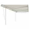 VidaXL Copertină retractabilă manual cu st&acirc;lpi, crem, 6x3,5 m