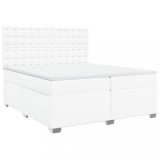 Cumpara ieftin Pat box spring cu saltea, alb, 200x200 cm, piele ecologica