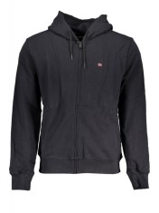 Hanorac cu fermoar barbati, cu mini logo brodat, Regular fit, negru, S