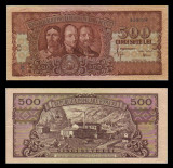 Bancnote Romania, bani vechi 500 lei 1949 - aUNC