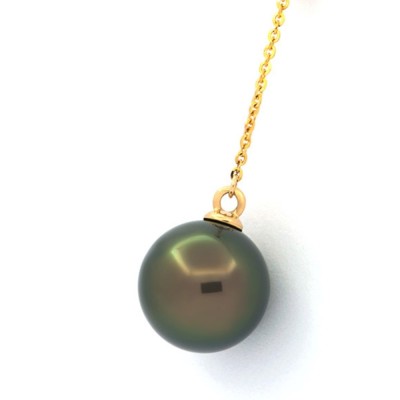 Colier Aur 18k cu Perla de Tahiti Veritabila, Rotunda, 9.3mm, calitate AAA foto