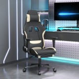 VidaXL Scaun de gaming cu suport picioare, negru și crem, textil